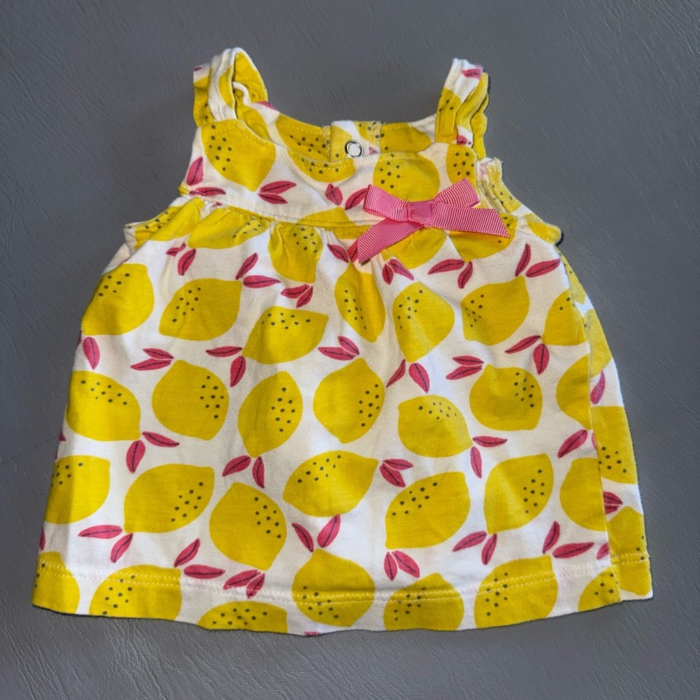 Carter's Lemon Print‎ Baby Dress with Pink Accents